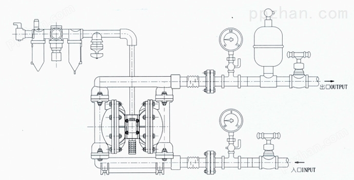 QBK第三代气动隔膜泵连接图